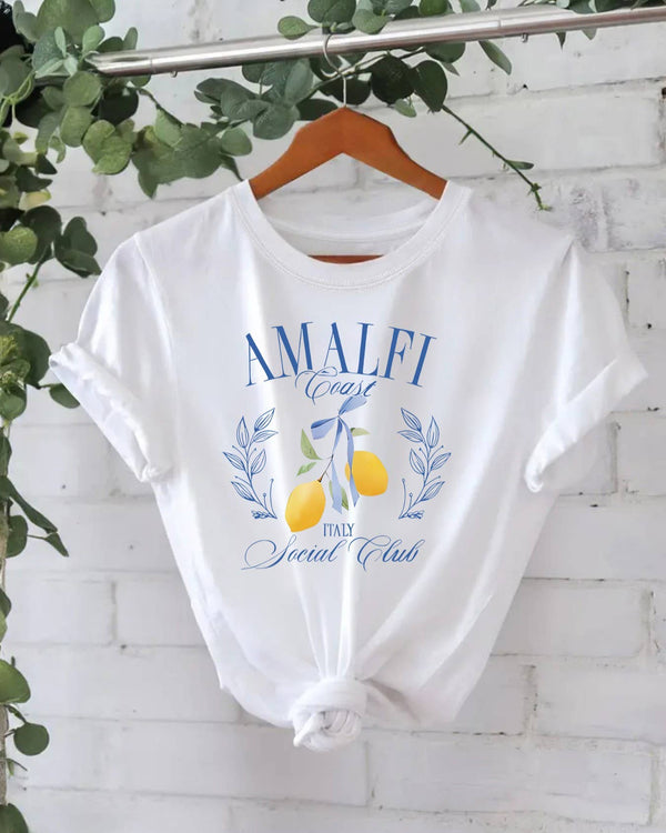 Stylish Lemon Graphic Print Crew Neck T-Shirt