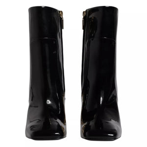 Black Jackie Leather Mid Calf Boots Shoes