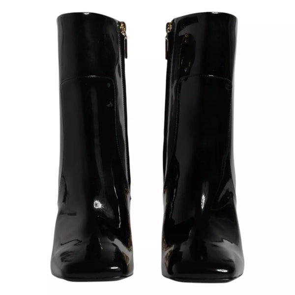 Black Jackie Leather Mid Calf Boots Shoes