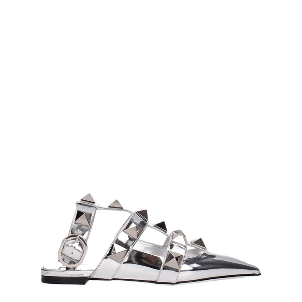 Gray Leather Sandals