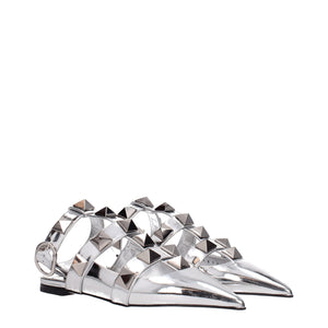 Gray Leather Sandals