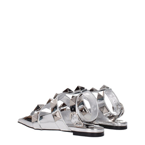 Gray Leather Sandals