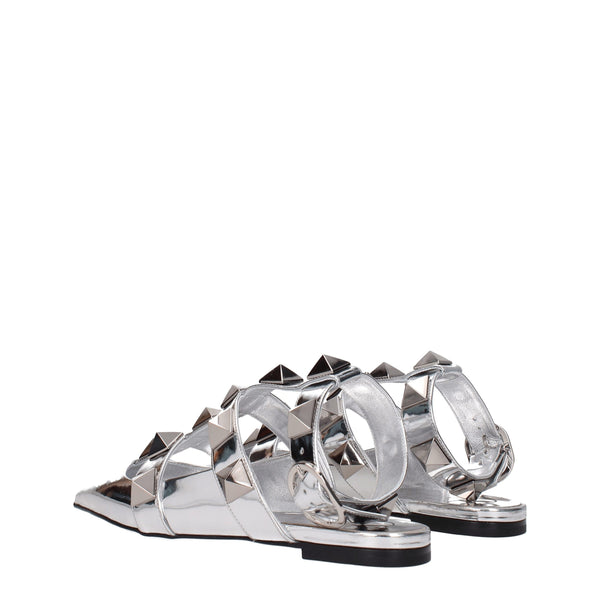 Gray Leather Sandals