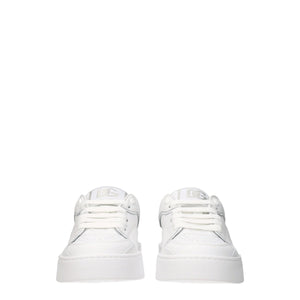 White Leather Low Top Sneakers