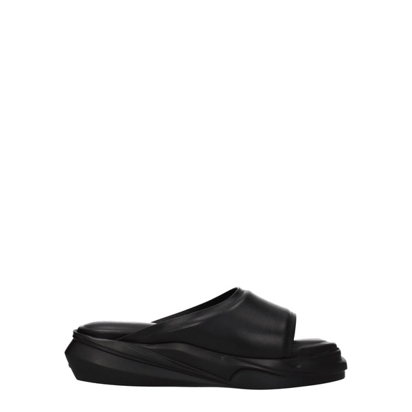 Black Leather Slippers