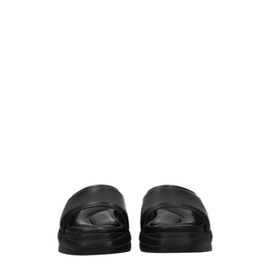 Black Leather Slippers