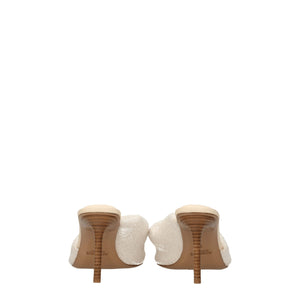 Beige Fabric Stiletto Heel Sandals