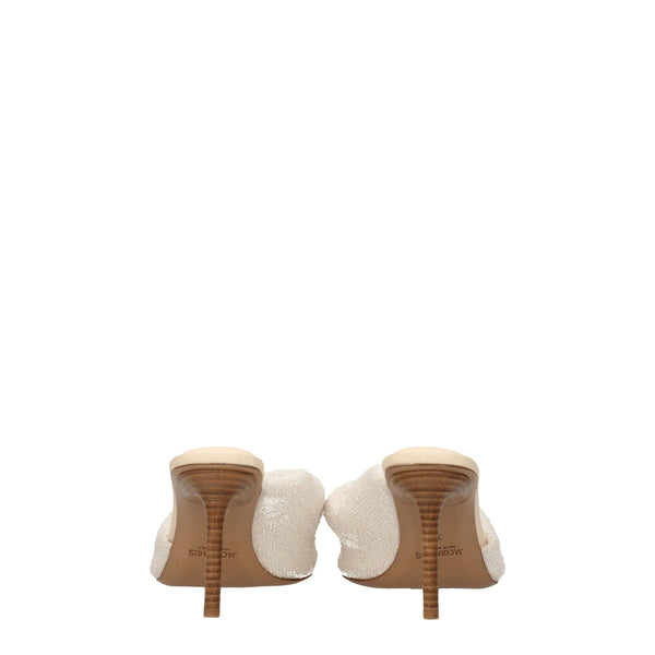 Beige Fabric Stiletto Heel Sandals