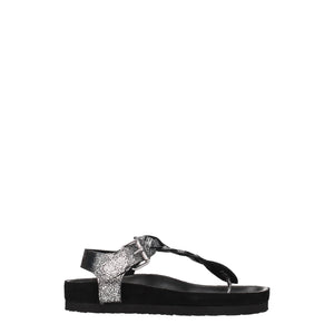 Black Leather Flip-Flop Sandals