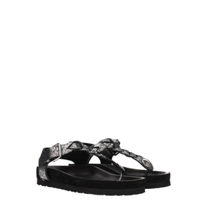 Black Leather Flip-Flop Sandals
