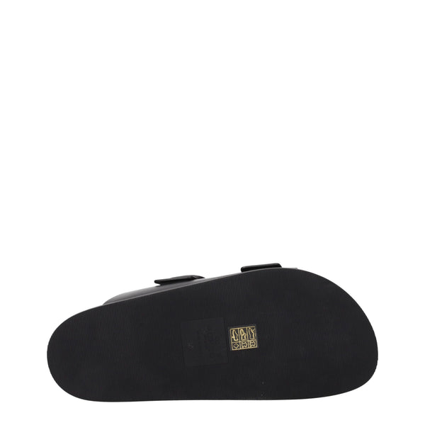 Black Leather Slippers