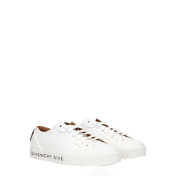 White Leather Low Top Sneakers