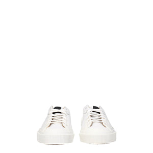 White Leather Low Top Sneakers
