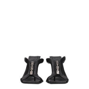 Black Leather Stiletto Heel Sandals