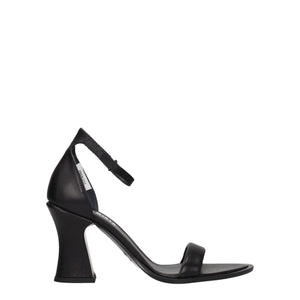 Black Leather Flat Sandals