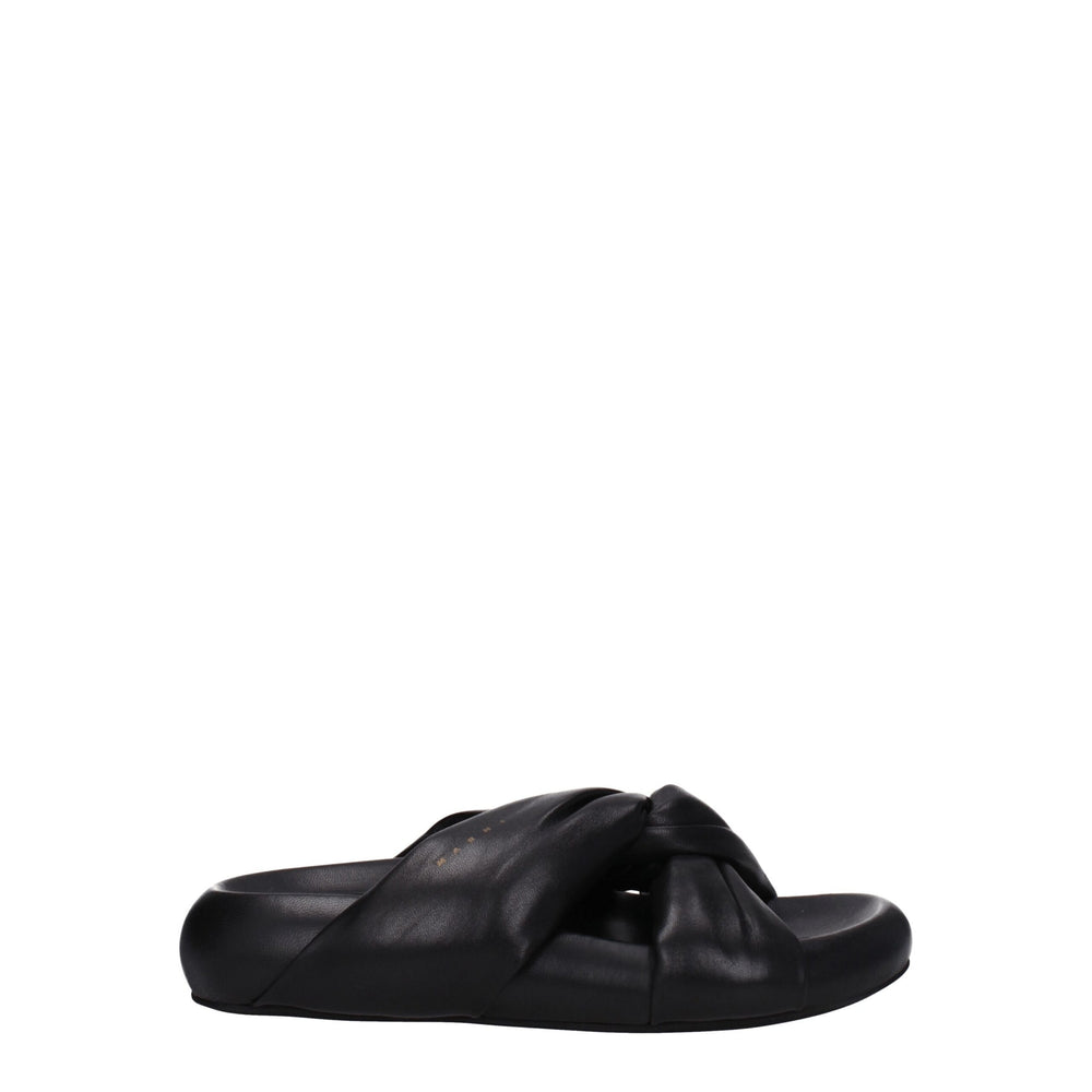 Black Leather Slippers