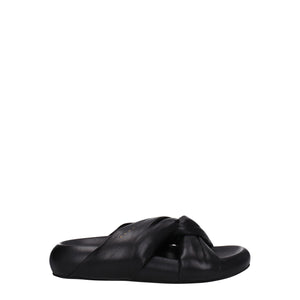 Black Leather Slippers