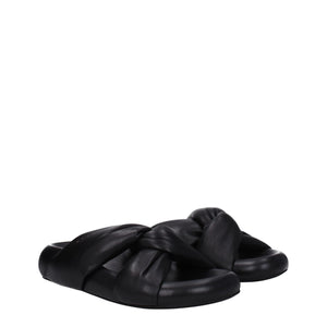 Black Leather Slippers