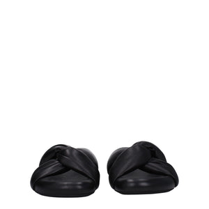 Black Leather Slippers