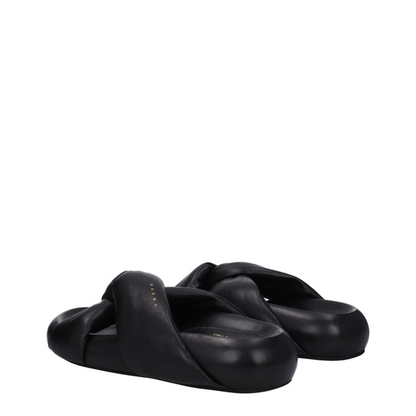 Black Leather Slippers