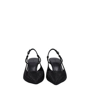 Black Fabric High Heel Pumps