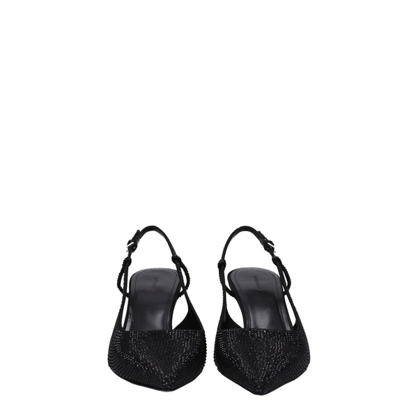 Black Fabric High Heel Pumps