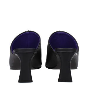 Black Leather Stiletto Heel Sandals