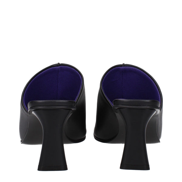 Black Leather Stiletto Heel Sandals