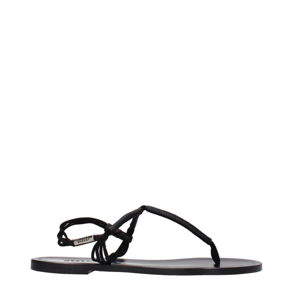 Black Leather Flip-Flop Sandals