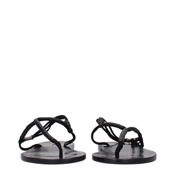 Black Leather Flip-Flop Sandals