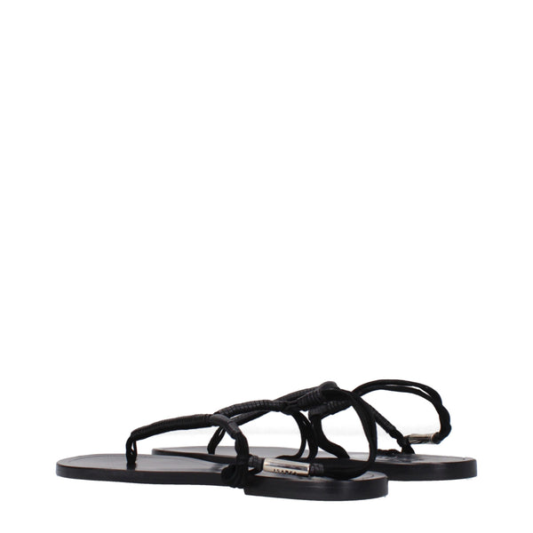 Black Leather Flip-Flop Sandals