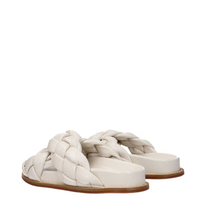 Beige Leather Slippers