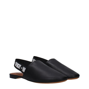 Black Leather Slides