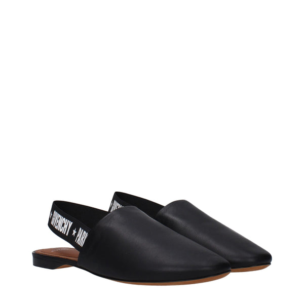 Black Leather Slides