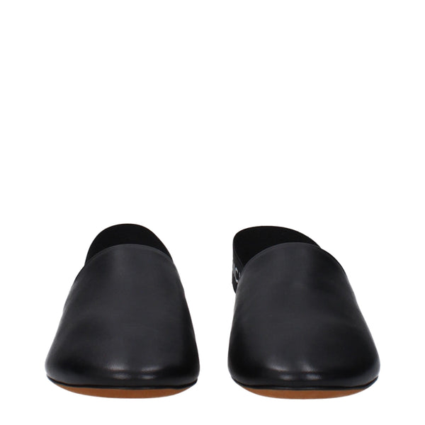 Black Leather Mules