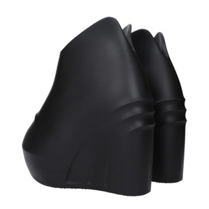 Black Cotton Wedge Sandals