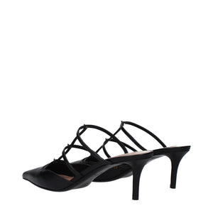 Black Leather Flat Sandals