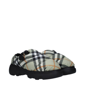 Green Fabric Slip-On Loafers