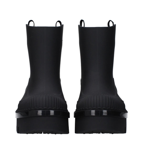 Black Cotton Ankle Boots