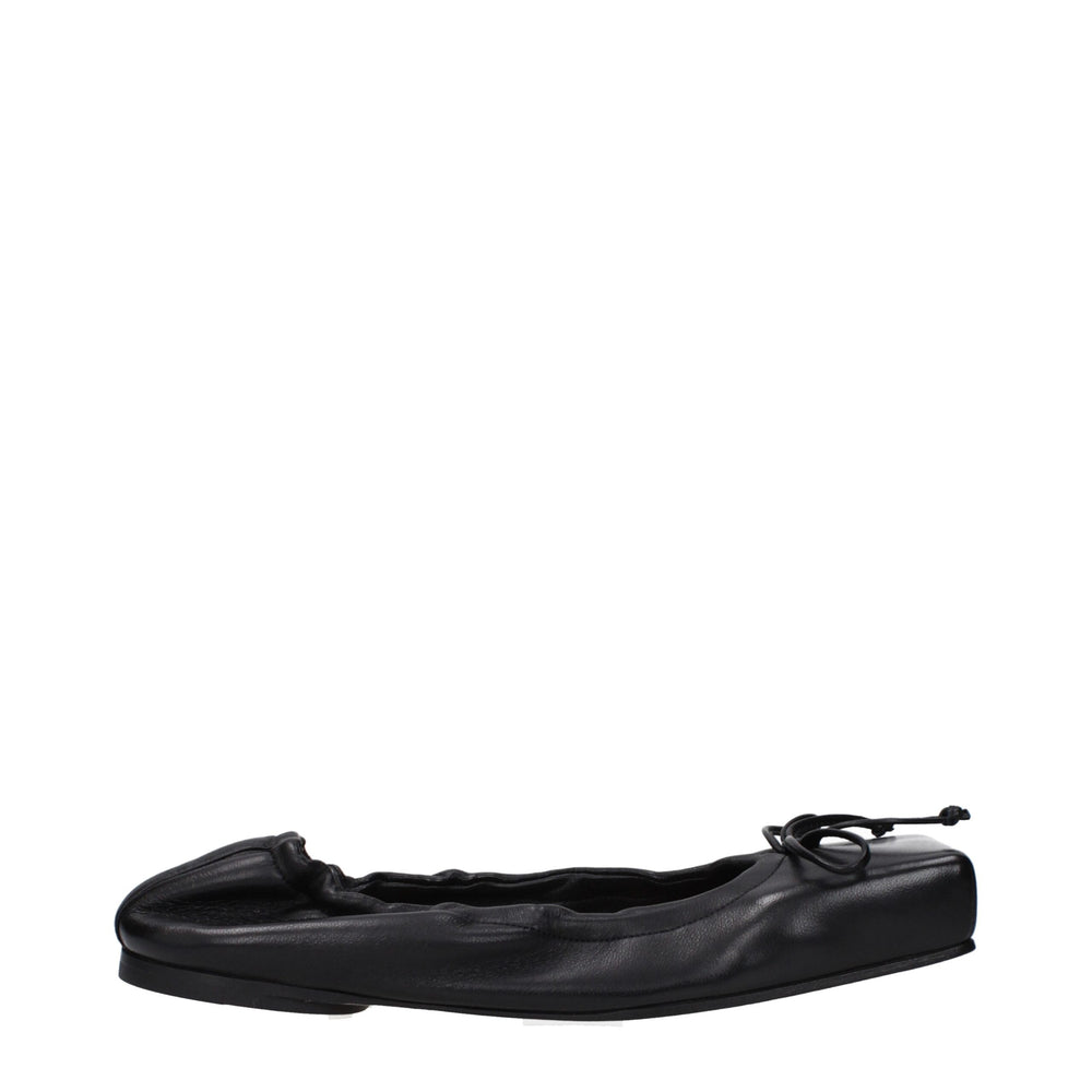 Black Leather Ballet Flats