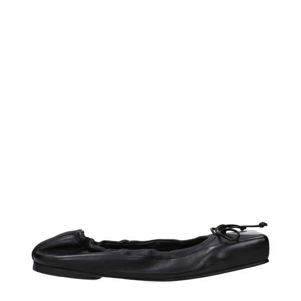Black Leather Ballet Flats