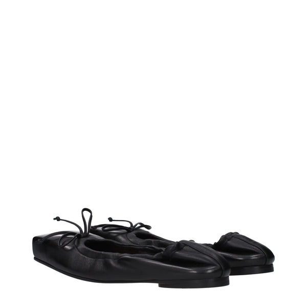 Black Leather Ballet Flats