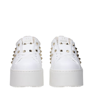 White Leather Platform Sneakers