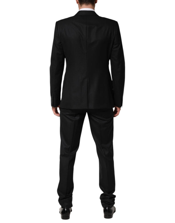 Black Jacquard Single Breasted 2 Piece Suit