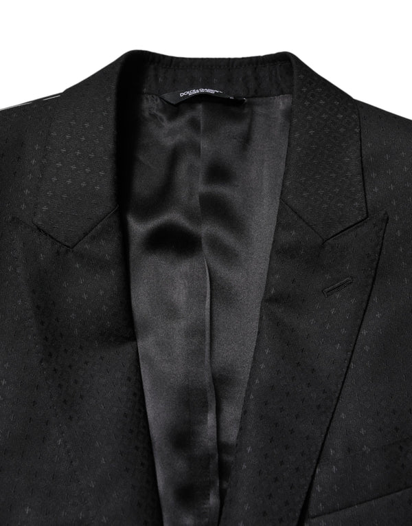 Black Jacquard Single Breasted 2 Piece Suit