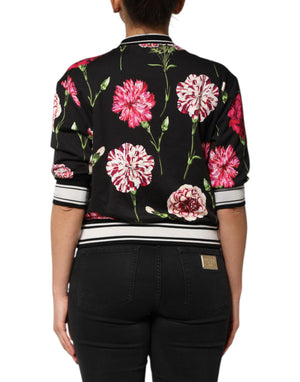 Black Floral Print Cotton Short Sleeves Top