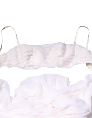 White Bustier Corset Cropped Chiffon Top