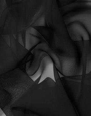 Black See Through Silk Chiffon Lace Blouse Top