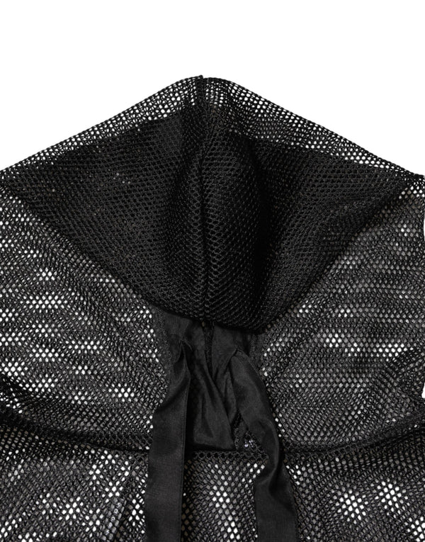 Black See Through Hooded Pullover Sweater