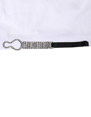 White Crystal Embellished Collared Shirt Top